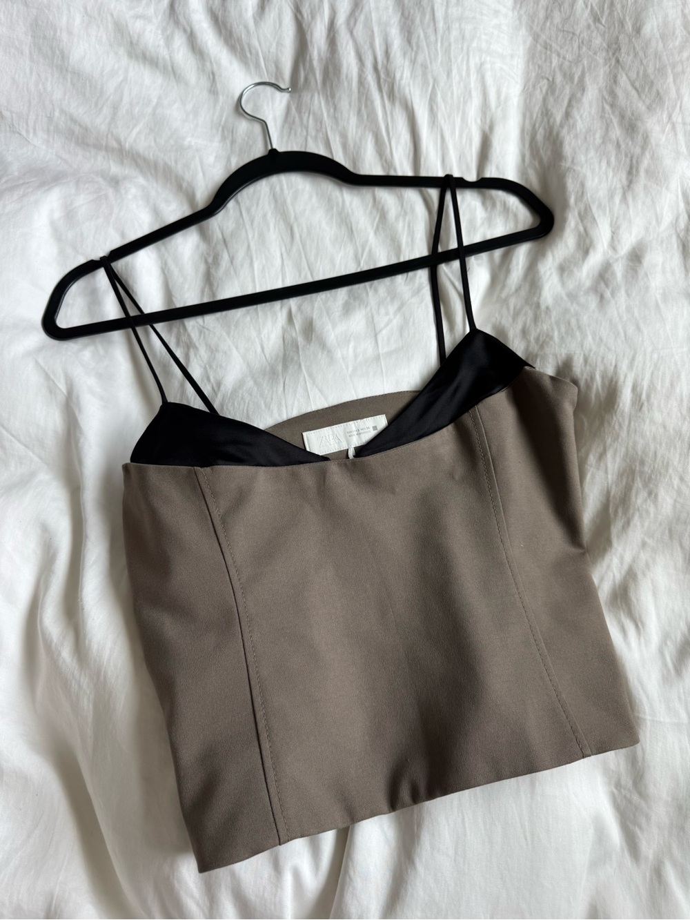 Zara Taupe and Black Spaghetti Strap Cami